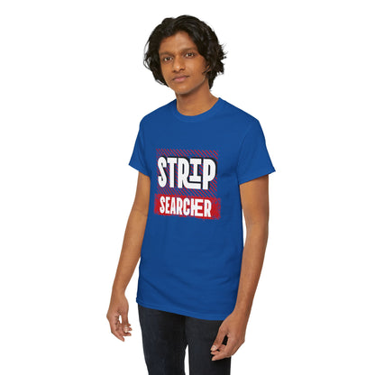 Step Searcher Graphic Tee — Vintage Red Stamped Design