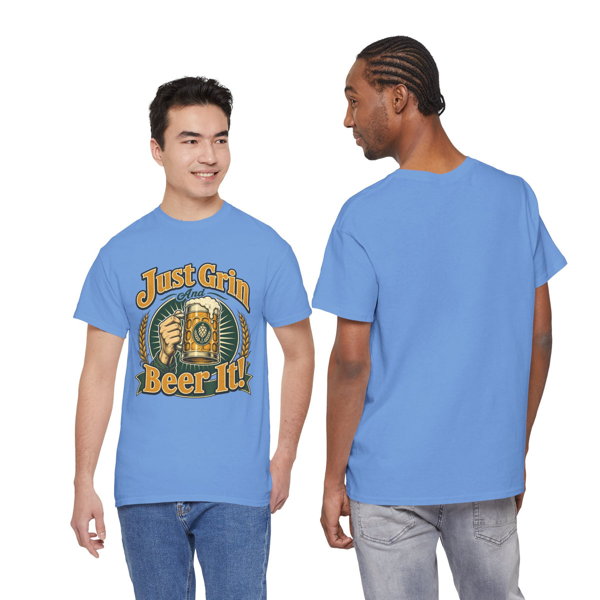 Just Grin and Beer It! Graphic Tee — Funny Beer Mug T-Shirt for Beer Lovers
