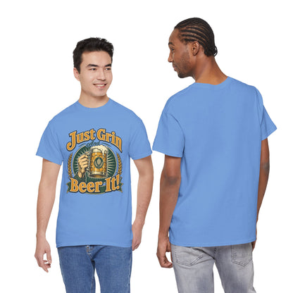 Just Grin and Beer It! Graphic Tee — Funny Beer Mug T-Shirt for Beer Lovers