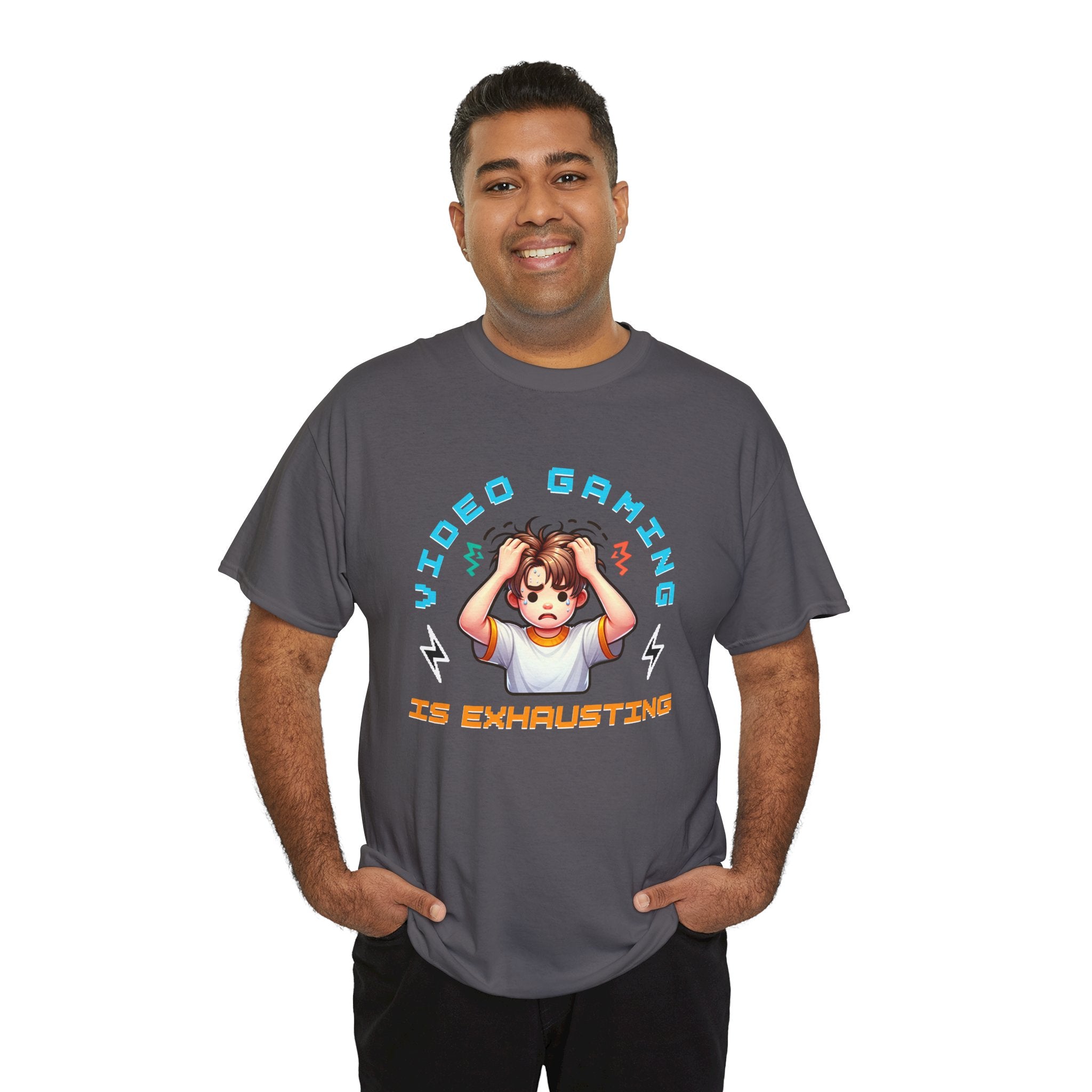 Gaming T‑Shirt — "Video Gaming Is Exhausting" Cute Anime Gamer Tee