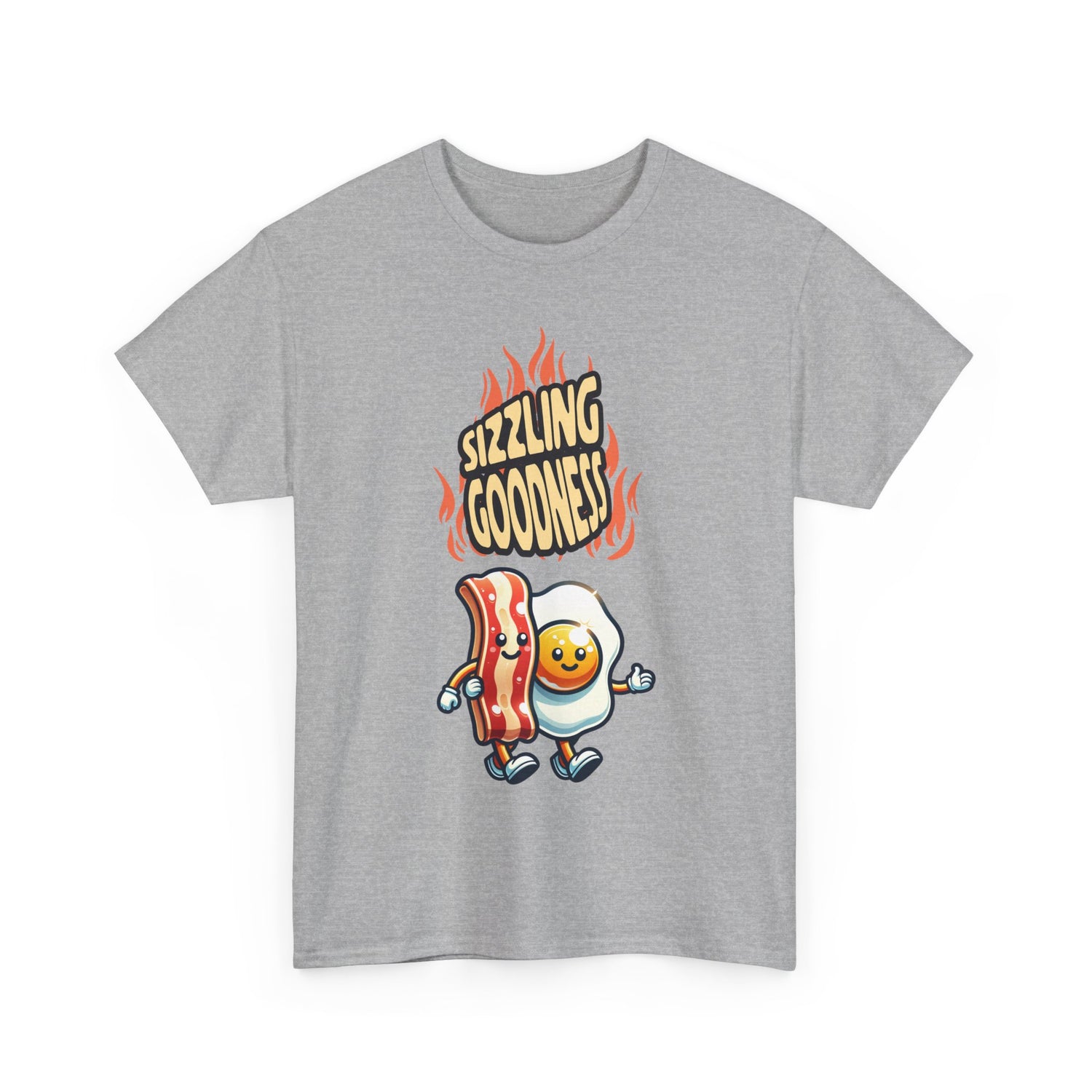Sizzling Goodness Breakfast T-Shirt — Bacon &amp; Egg Cartoon Tee