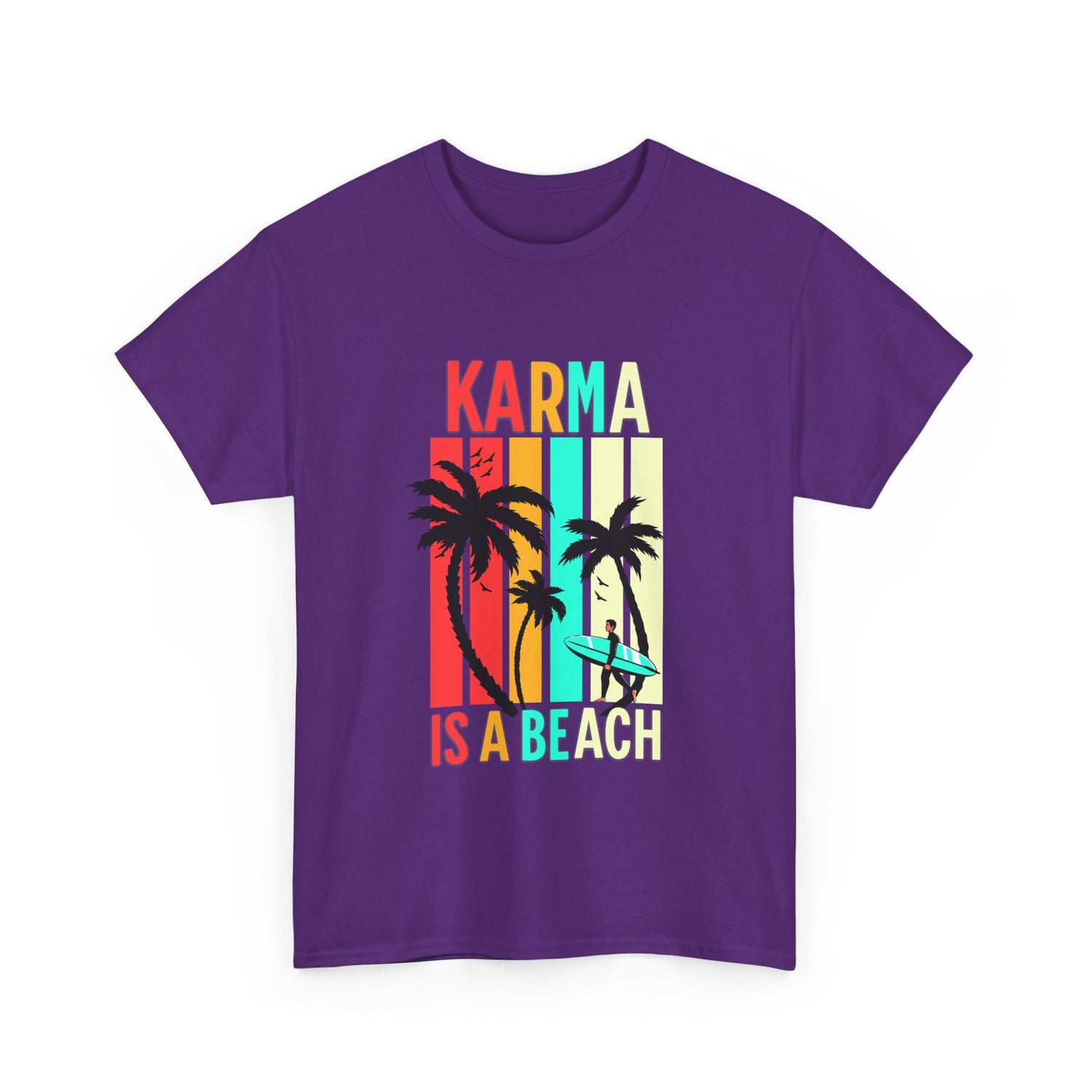Karma Is A Beach T-Shirt – Vintage Palm Tree Surf Graphic Tee