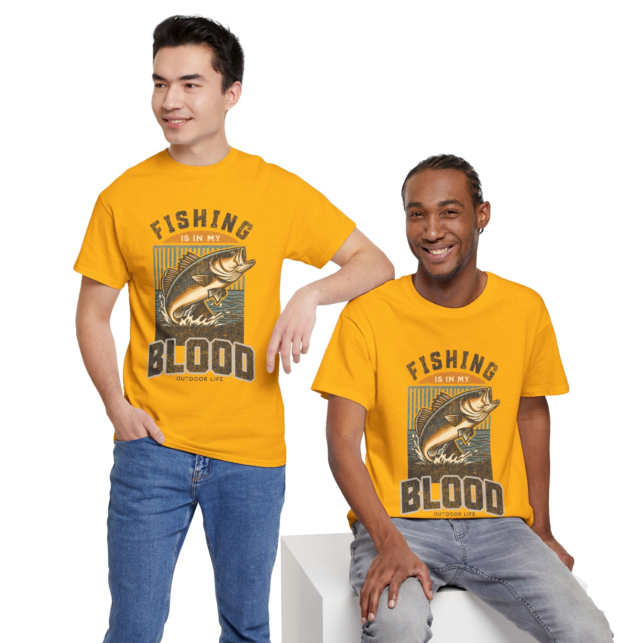 Fishing Is My Blood T-Shirt — Retro Bass Graphic Tee for Anglers