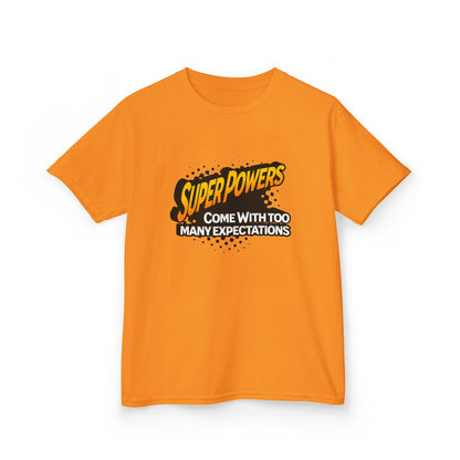 Kids T-Shirt - "Superpowers Come With Too Many Expectations" Comic Graphic Tee