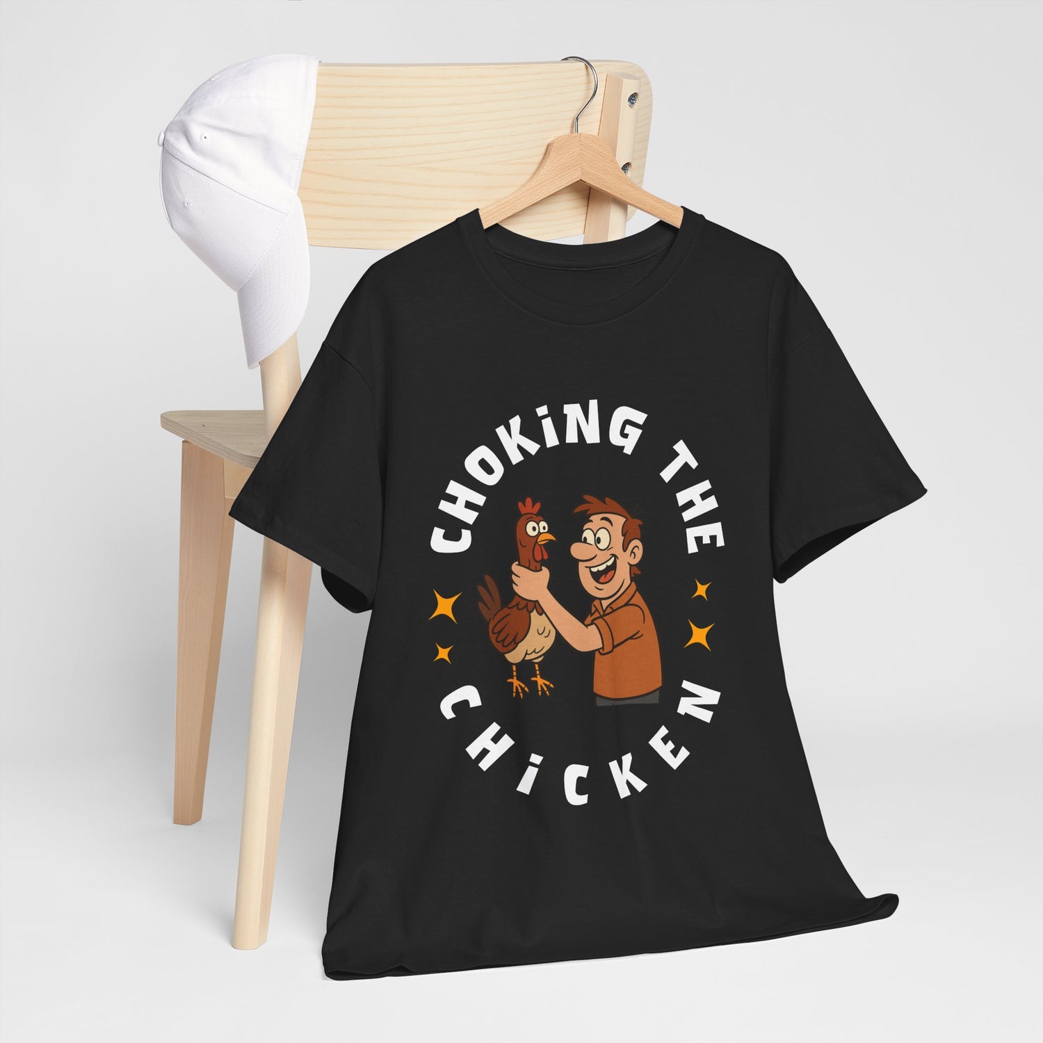 Choking the Chicken T-Shirt — Funny Retro Chicken Holding Graphic Tee