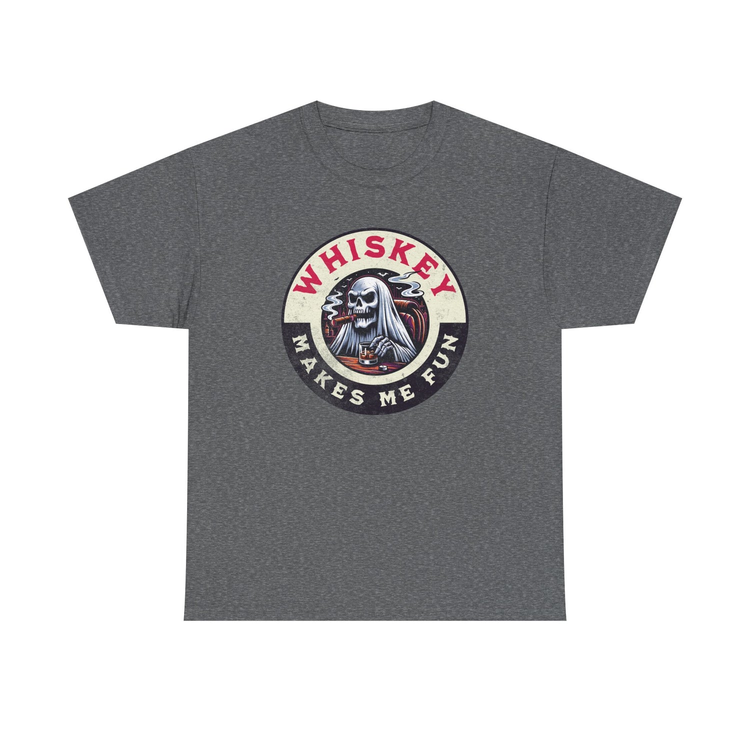 Whiskey Makes Me Fun T-Shirt — Vintage Skull Whiskey Graphic Tee
