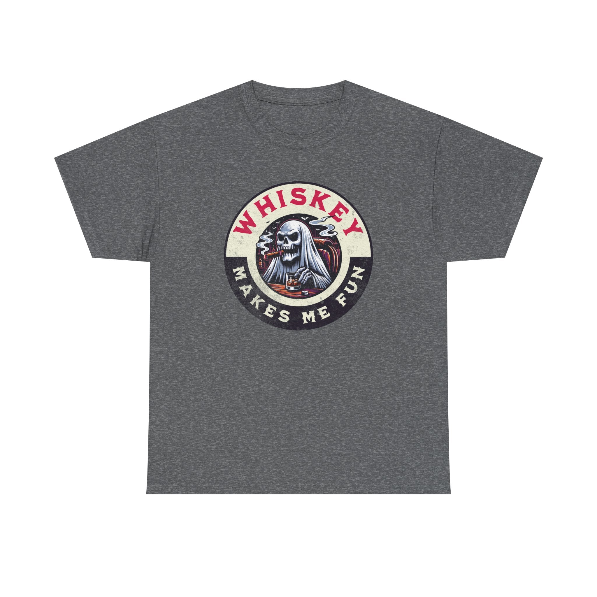 Whiskey Makes Me Fun T-Shirt — Vintage Skull Whiskey Graphic Tee