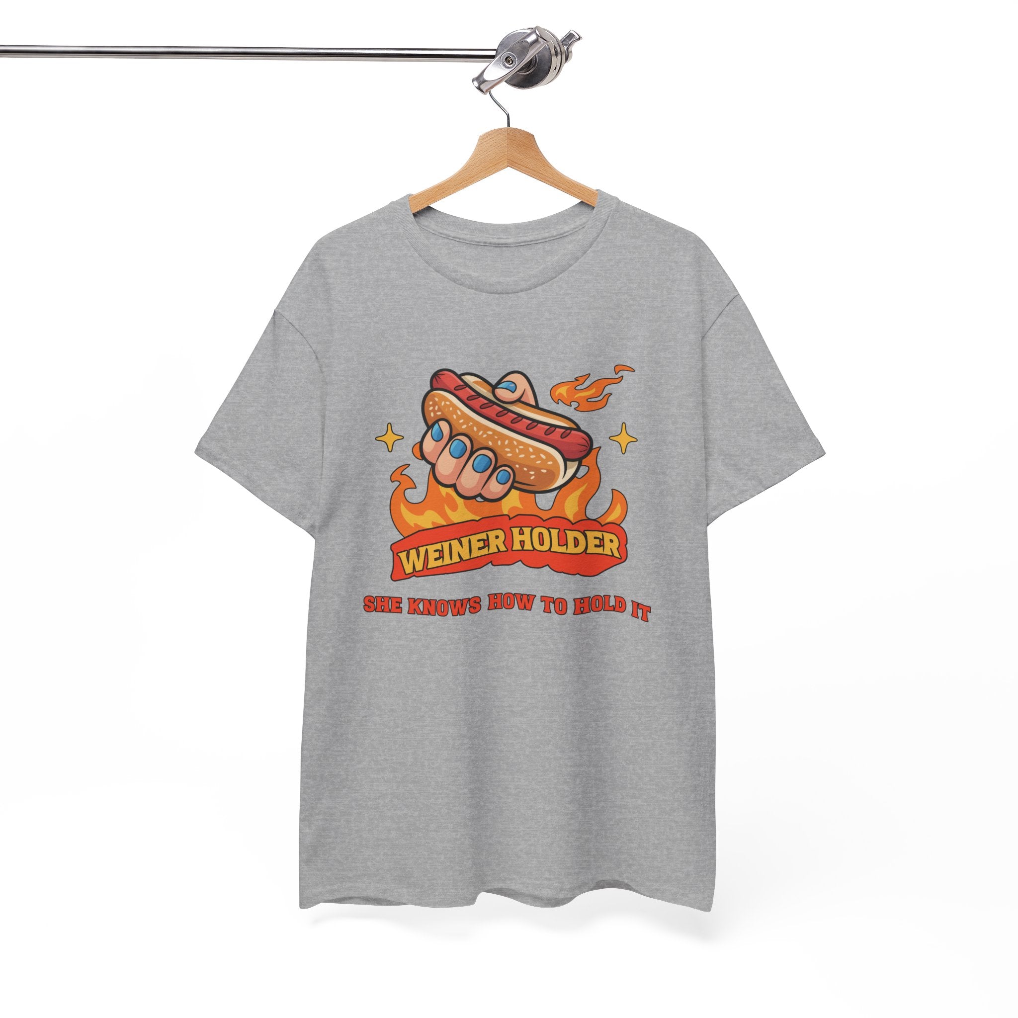 Funny Hot Dog T-Shirt — Weiner Holder Adult-Themed Tee