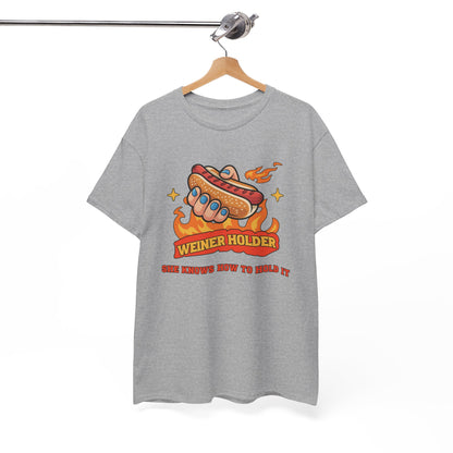 Funny Hot Dog T-Shirt — Weiner Holder Adult-Themed Tee