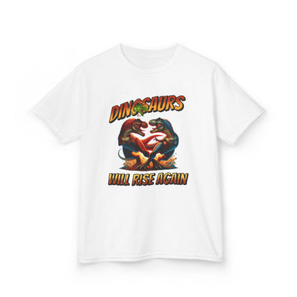 Kids Tee — "Dinosaurs Will Rise Again" Retro T-Rex Graphic