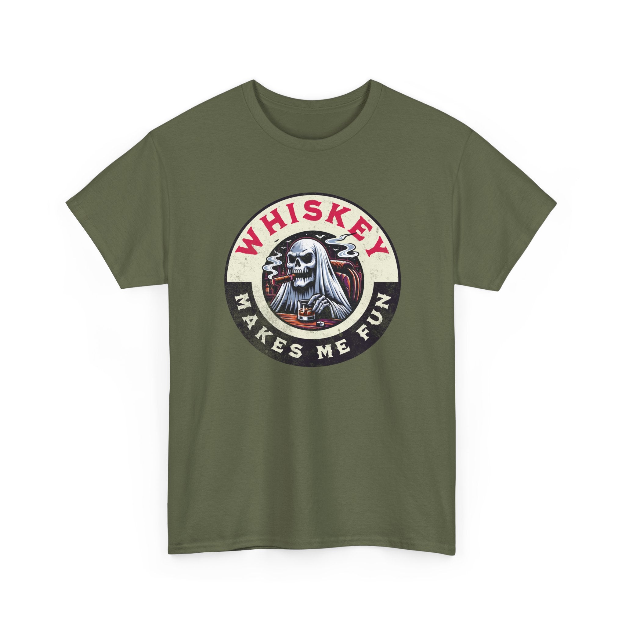 Whiskey Makes Me Fun T-Shirt — Vintage Skull Whiskey Graphic Tee