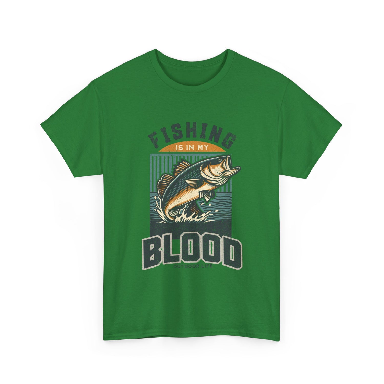 Fishing Is My Blood T-Shirt — Retro Bass Graphic Tee for Anglers