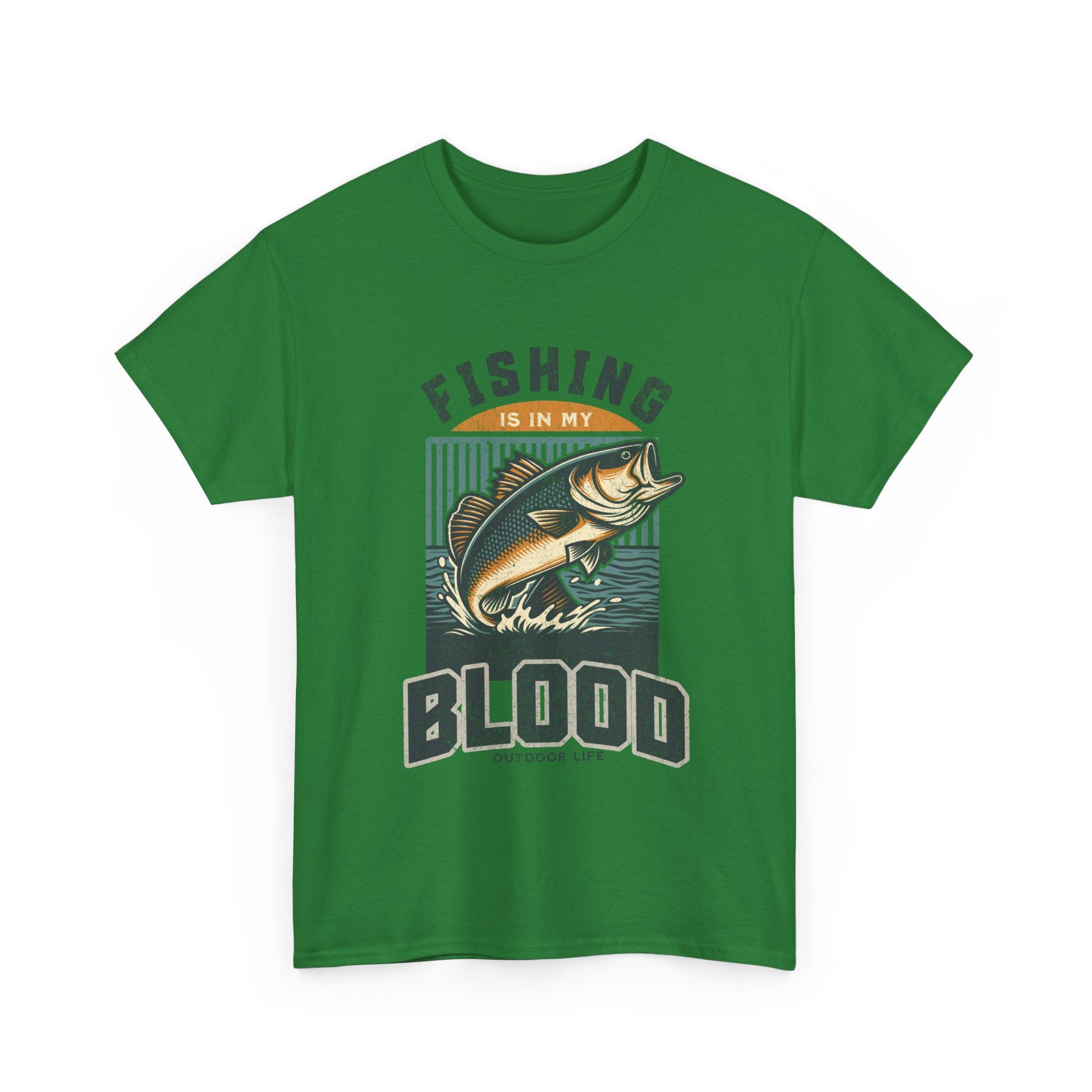 Fishing Is My Blood T-Shirt — Retro Bass Graphic Tee for Anglers