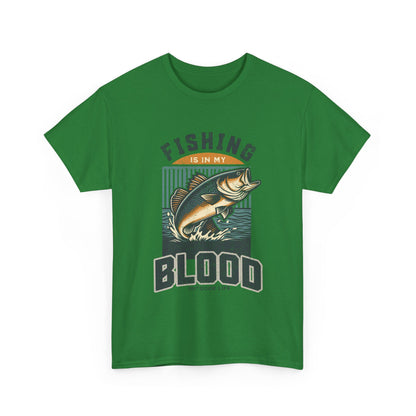 Fishing Is My Blood T-Shirt — Retro Bass Graphic Tee for Anglers