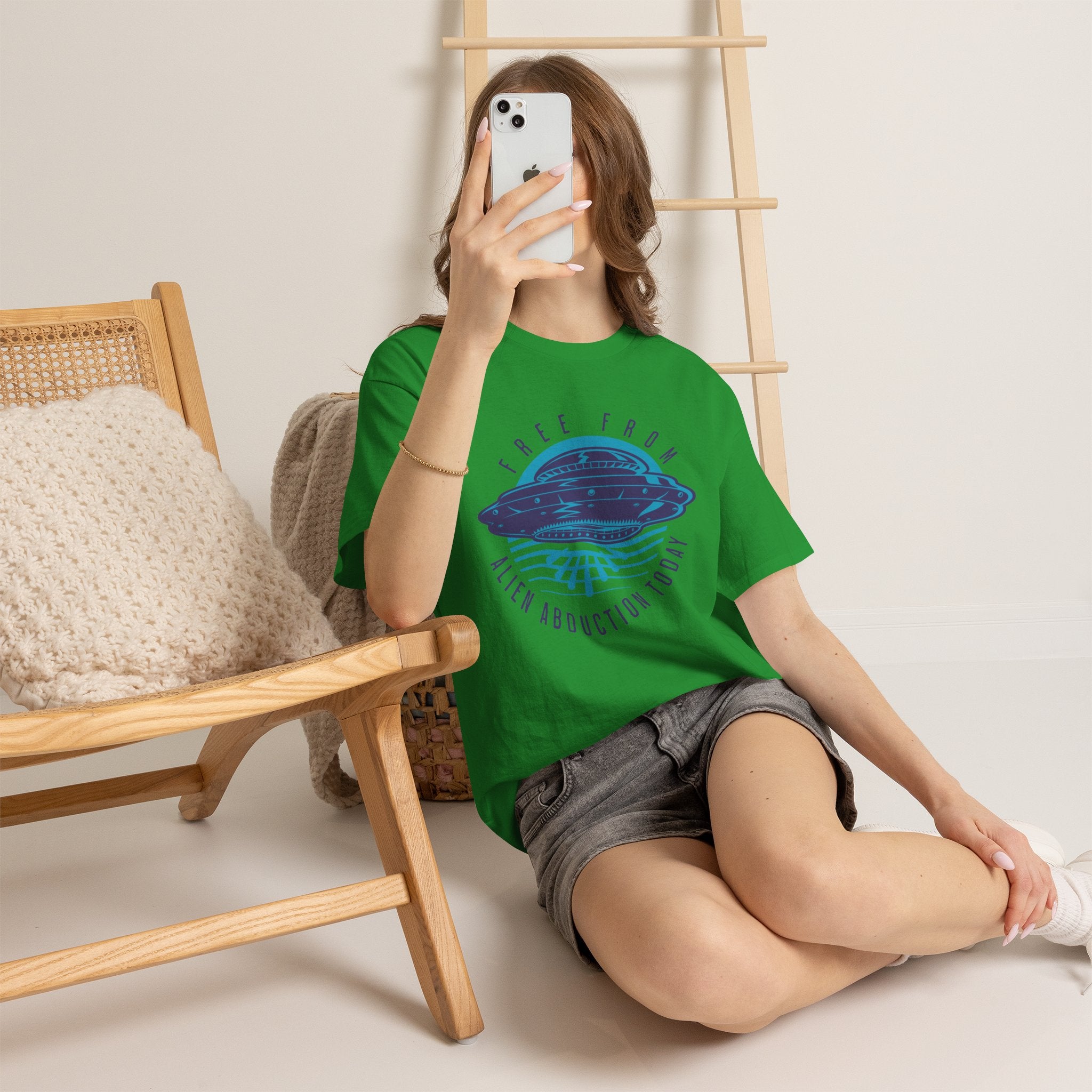 Alien Abduction Tee — "Free From Alien Abduction Today" UFO Graphic Shirt