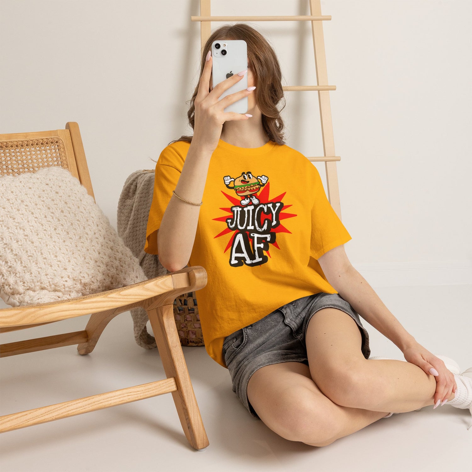 Juicy AF T-Shirt — Retro Cartoon Burger Graphic Tee