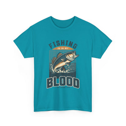 Fishing Is My Blood T-Shirt — Retro Bass Graphic Tee for Anglers
