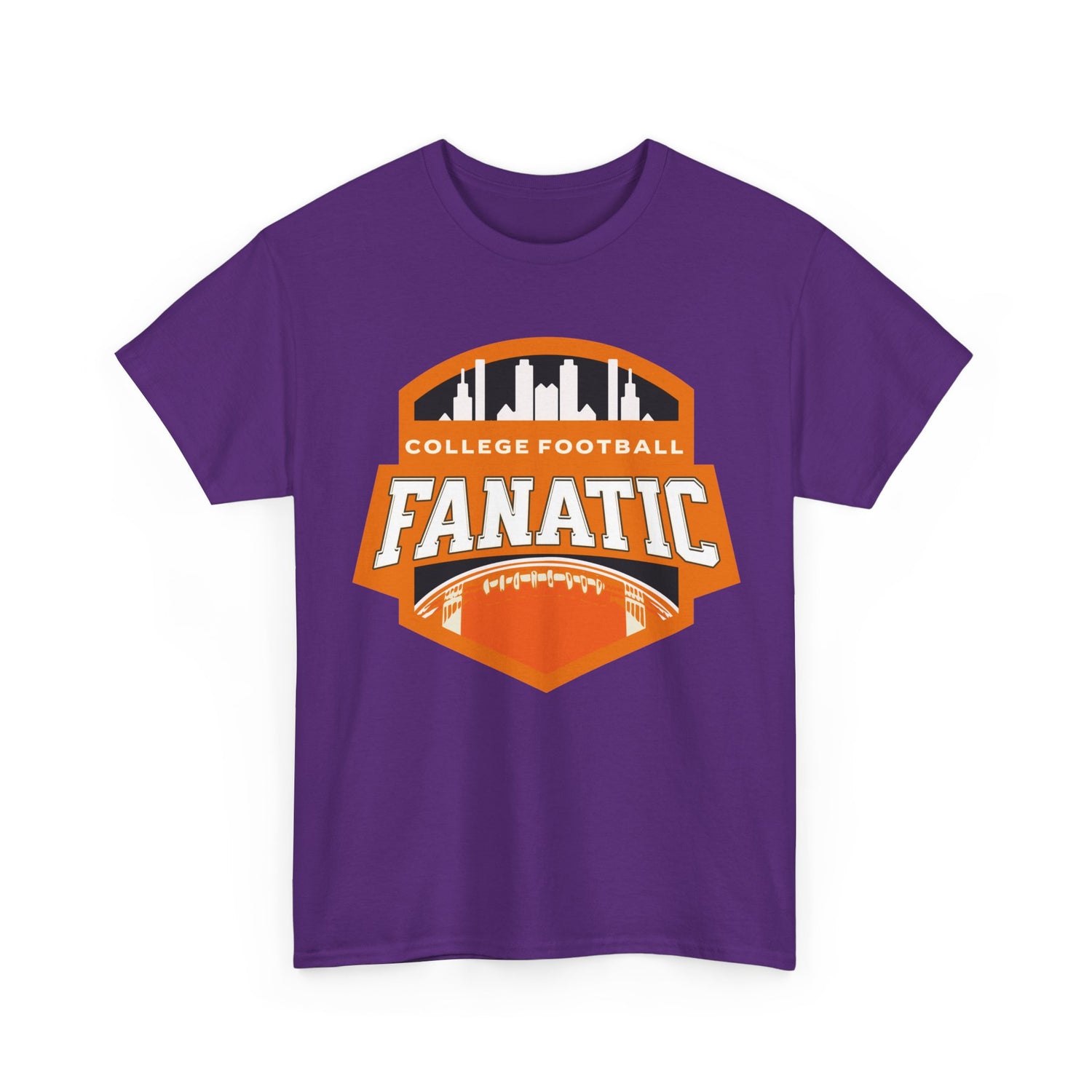 College Football Fanatic T-Shirt — Retro Orange Football Badge Tee