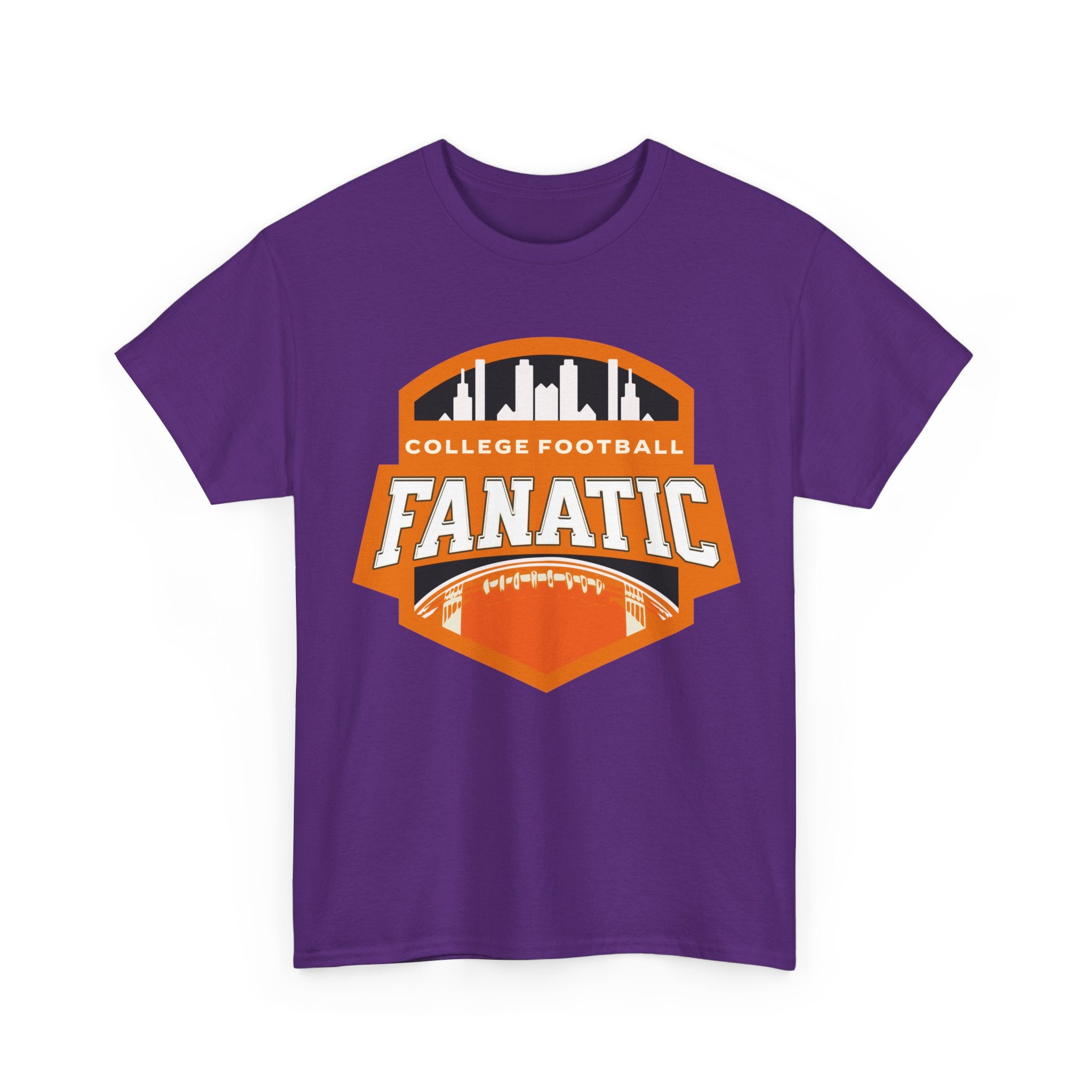 College Football Fanatic T-Shirt — Retro Orange Football Badge Tee