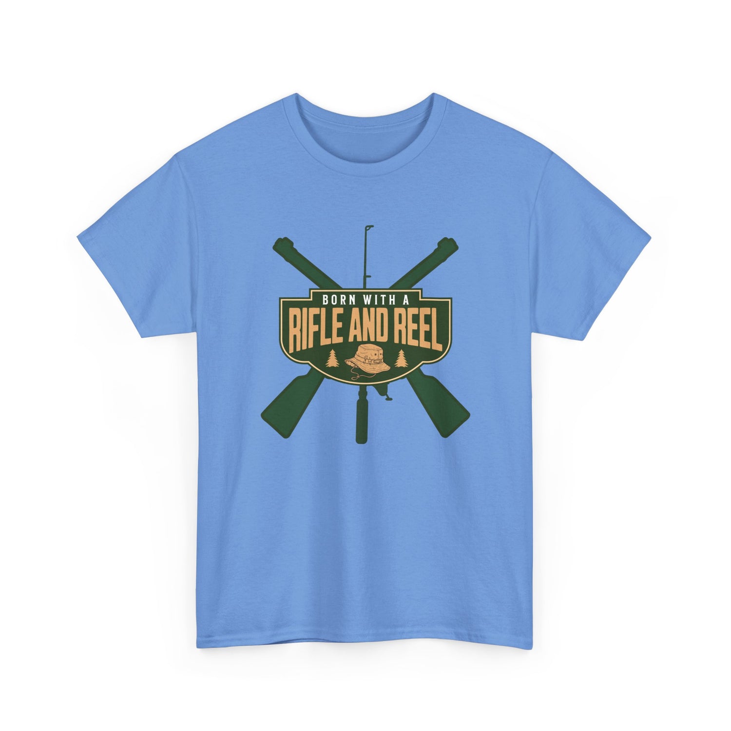 Rifle and Reel T-Shirt — "Born With a Rifle and Reel" Hunting &amp; Fishing Graphic Tee
