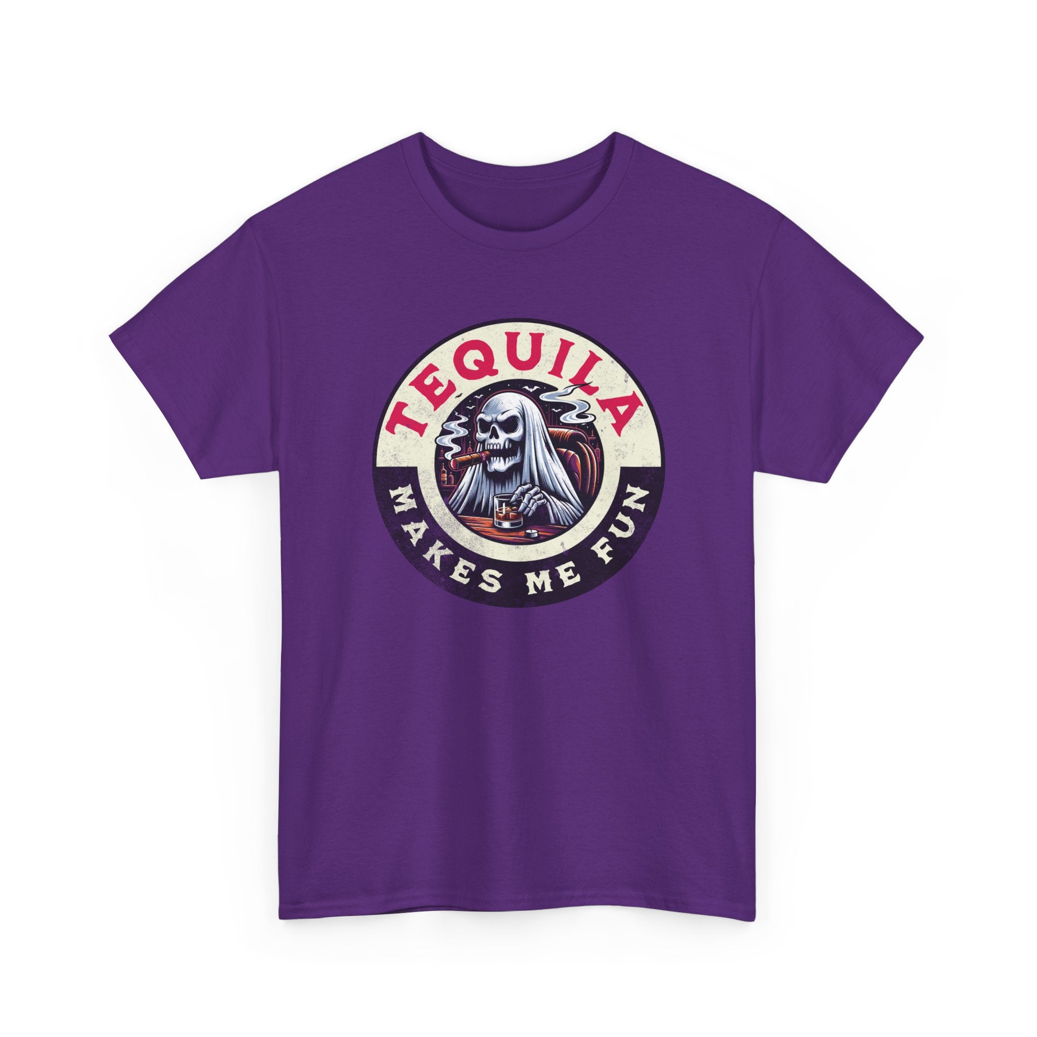 Tequila Makes Me Fun T-Shirt – Funny Party Graphic Tee with Skull &amp; Bottle Design