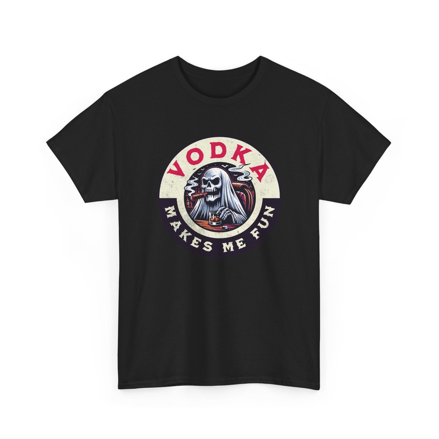 Vodka Makes Me Fun T-Shirt - Retro Skull Drinking Graphic Tee