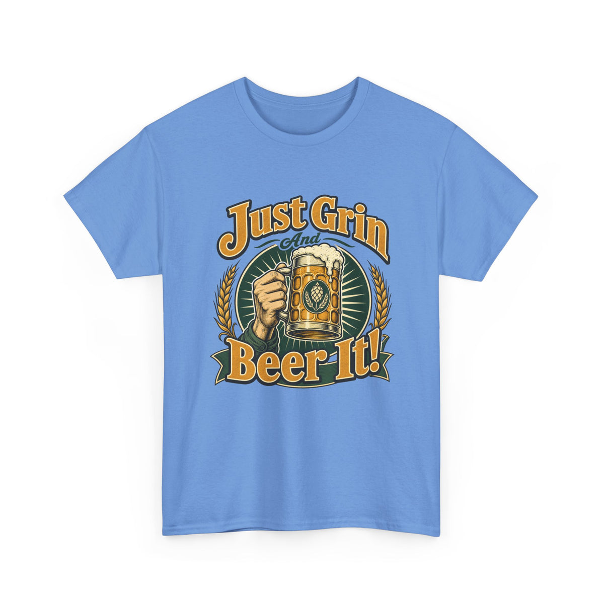 Just Grin and Beer It! Graphic Tee — Funny Beer Mug T-Shirt for Beer Lovers