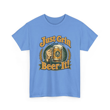Just Grin and Beer It! Graphic Tee — Funny Beer Mug T-Shirt for Beer Lovers
