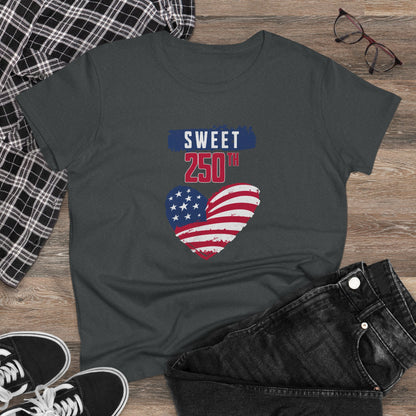Sweet 250th American Flag Heart T‑Shirt