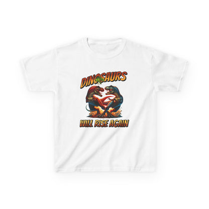 Kids Tee — "Dinosaurs Will Rise Again" Retro T-Rex Graphic