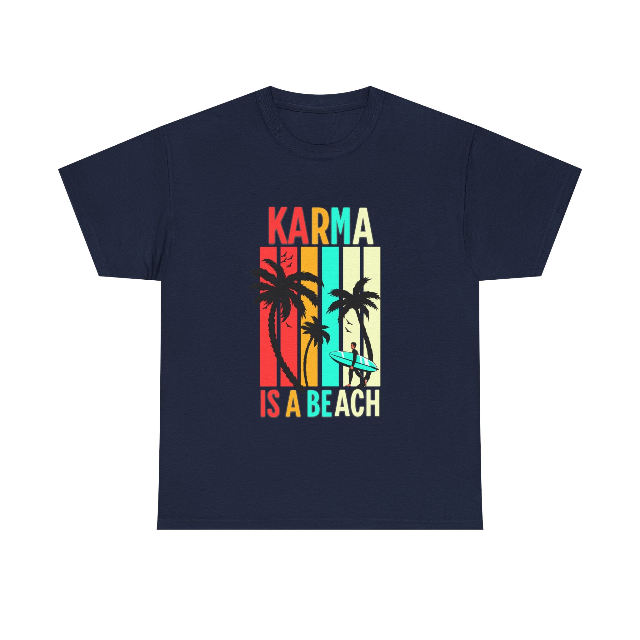Karma Is A Beach T-Shirt – Vintage Palm Tree Surf Graphic Tee