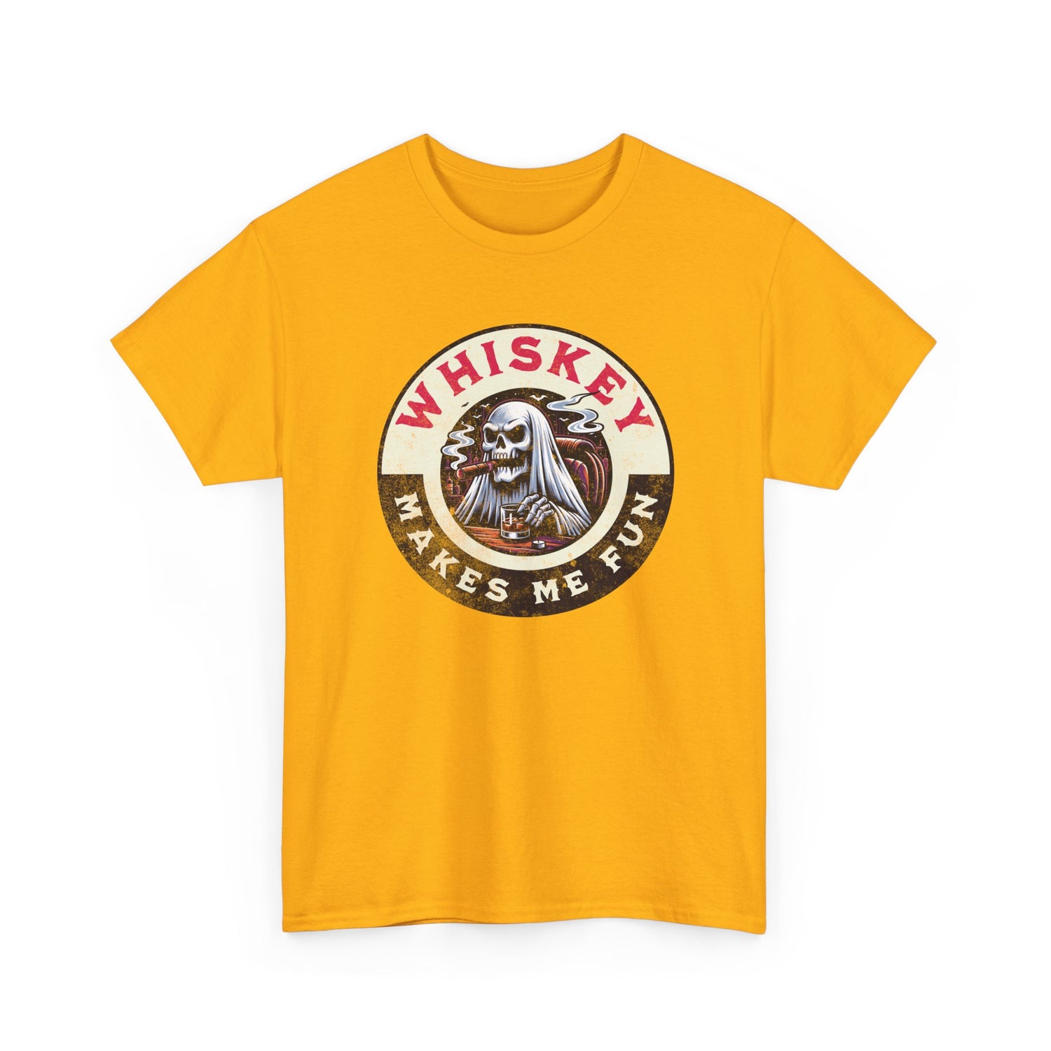 Whiskey Makes Me Fun T-Shirt — Vintage Skull Whiskey Graphic Tee