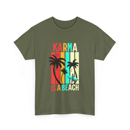 Karma Is A Beach T-Shirt – Vintage Palm Tree Surf Graphic Tee