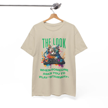 Cat DJ T‑Shirt — “The Look When Someone Asks You to Play ‘Stairway’”