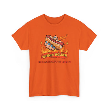 Funny Hot Dog T-Shirt — Weiner Holder Adult-Themed Tee