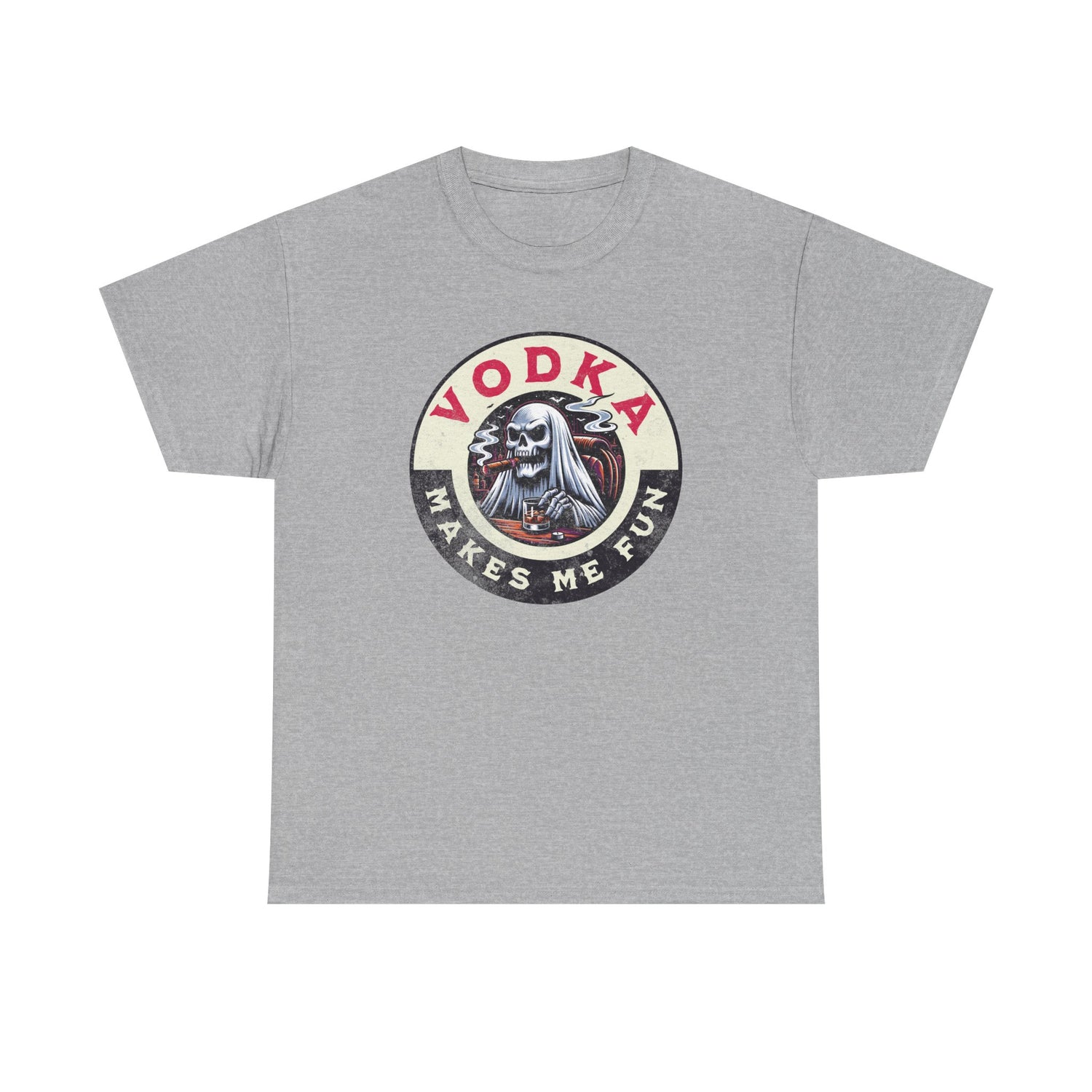 Vodka Makes Me Fun T-Shirt - Retro Skull Drinking Graphic Tee