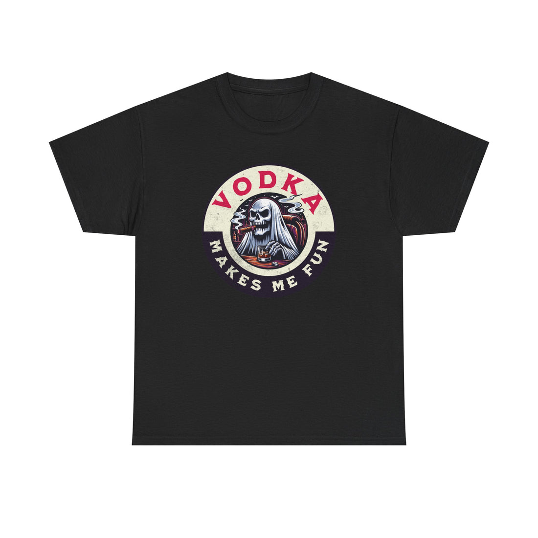 Vodka Makes Me Fun T-Shirt - Retro Skull Drinking Graphic Tee