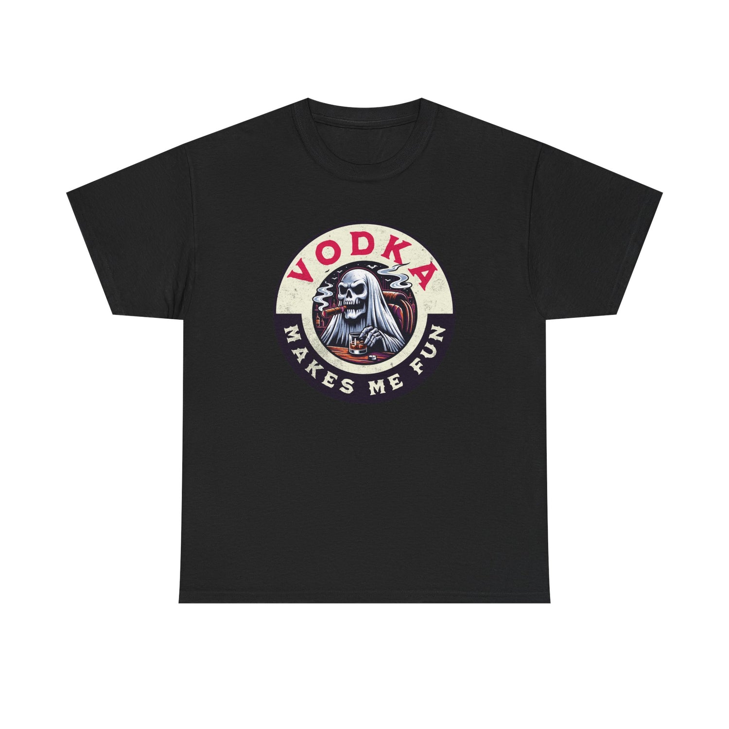 Vodka Makes Me Fun T-Shirt - Retro Skull Drinking Graphic Tee