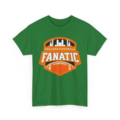 College Football Fanatic T-Shirt — Retro Orange Football Badge Tee