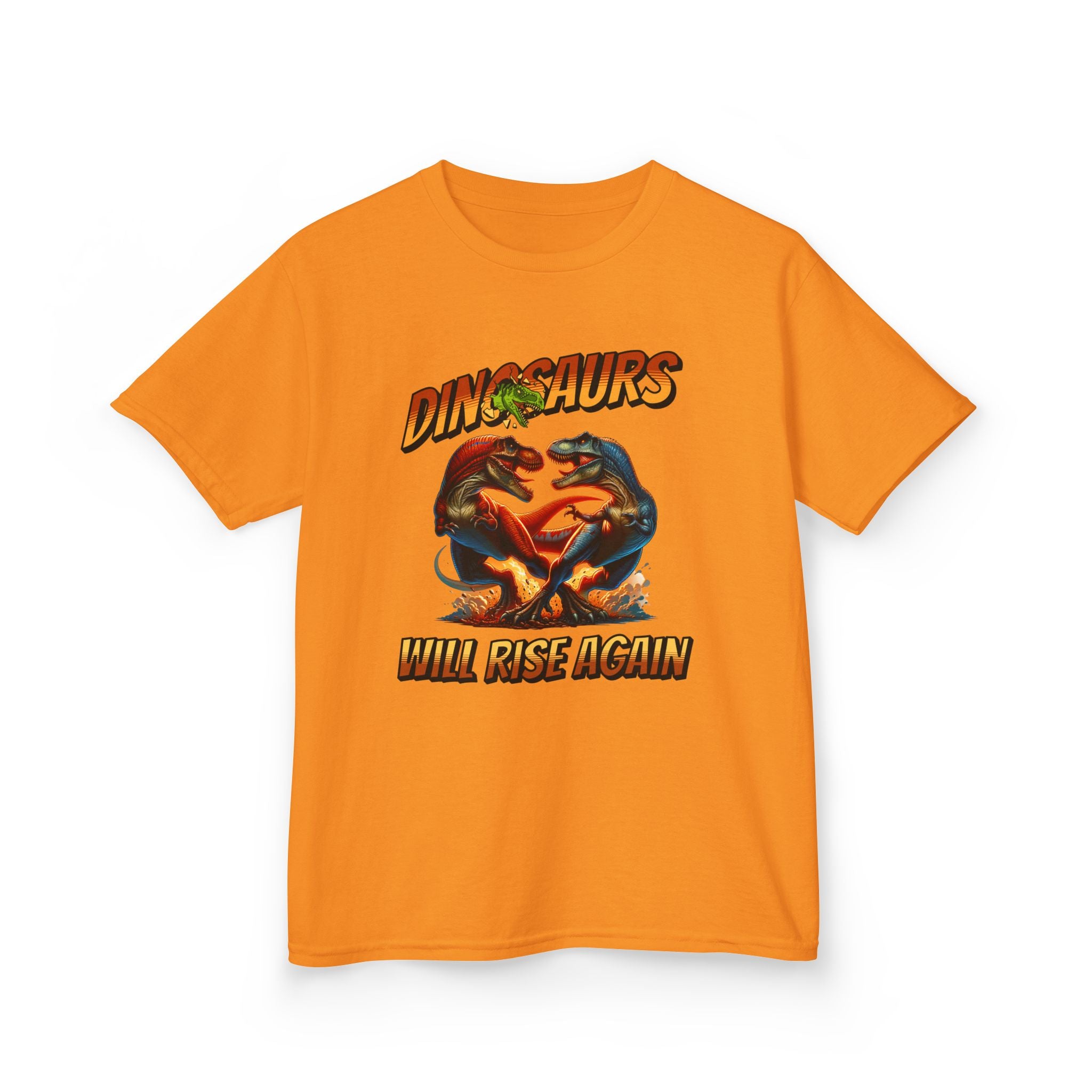 Kids Tee — "Dinosaurs Will Rise Again" Retro T-Rex Graphic