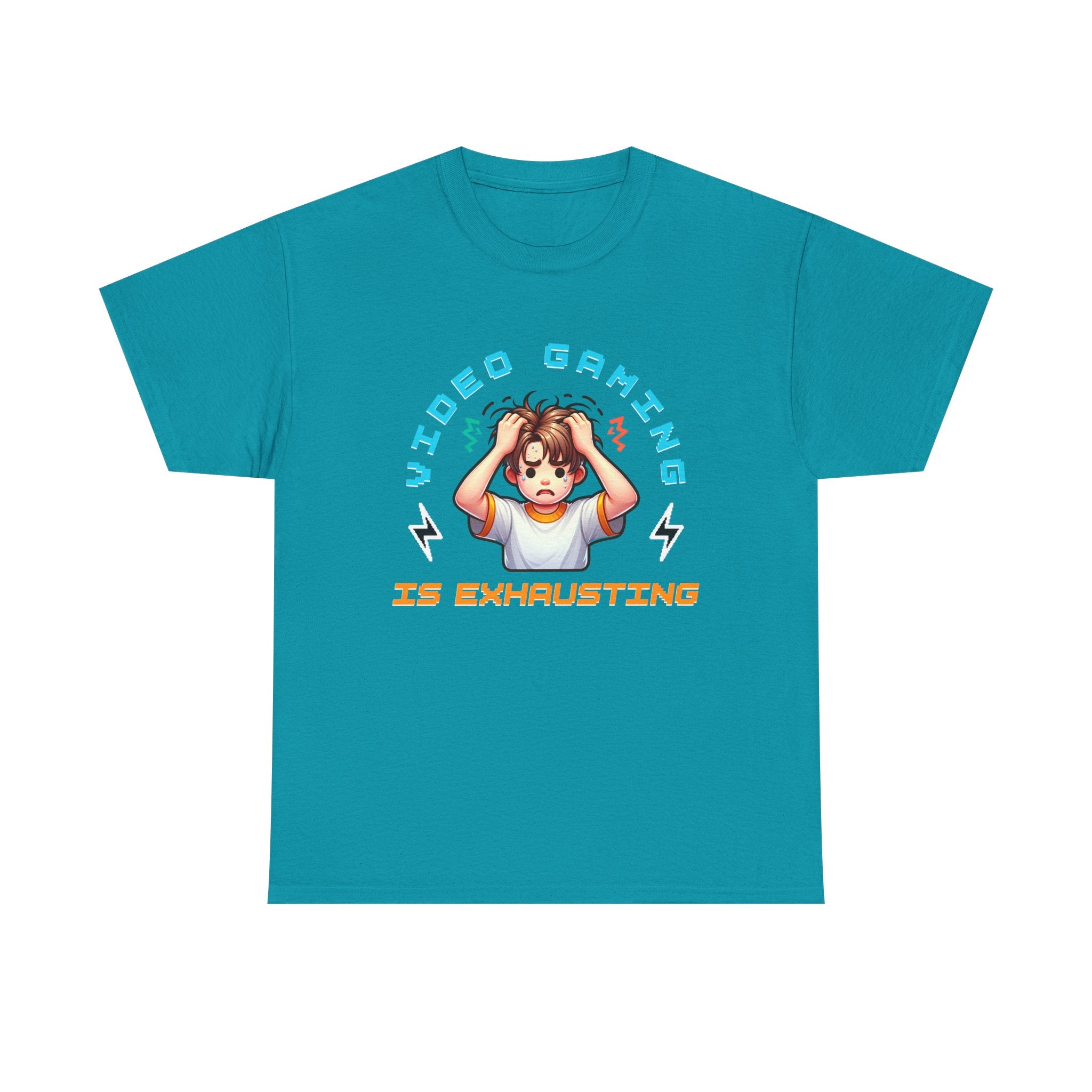 Gaming T‑Shirt — "Video Gaming Is Exhausting" Cute Anime Gamer Tee