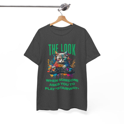 Cat DJ T‑Shirt — “The Look When Someone Asks You to Play ‘Stairway’”