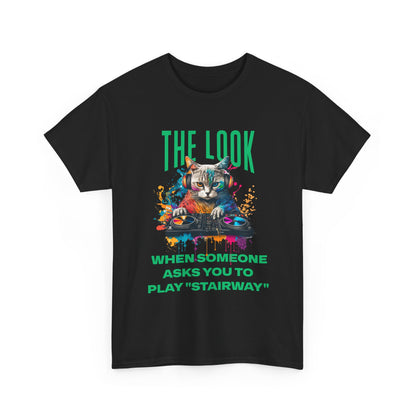 Cat DJ T‑Shirt — “The Look When Someone Asks You to Play ‘Stairway’”