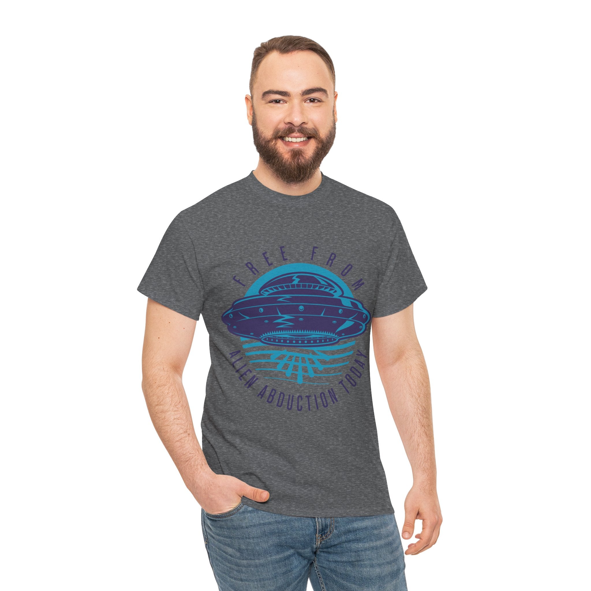 Alien Abduction Tee — "Free From Alien Abduction Today" UFO Graphic Shirt