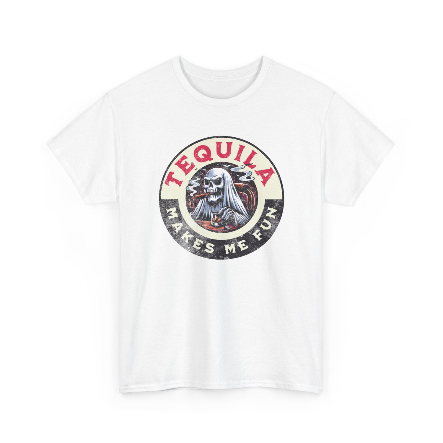 Tequila Makes Me Fun T-Shirt – Funny Party Graphic Tee with Skull &amp; Bottle Design