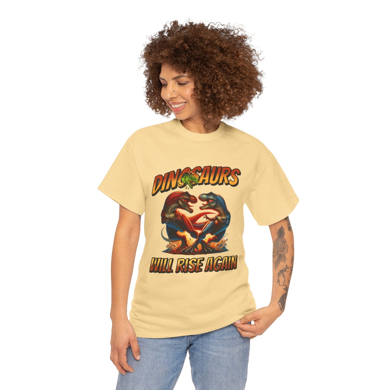 Dinosaur Graphic Tee – "Dinosaurs Will Rise Again" Retro Jurassic T‑Shirt