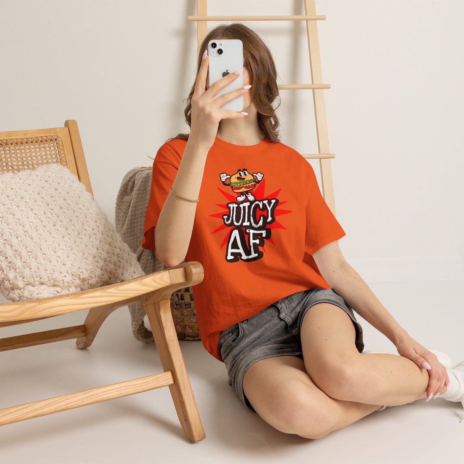 Juicy AF T-Shirt — Retro Cartoon Burger Graphic Tee