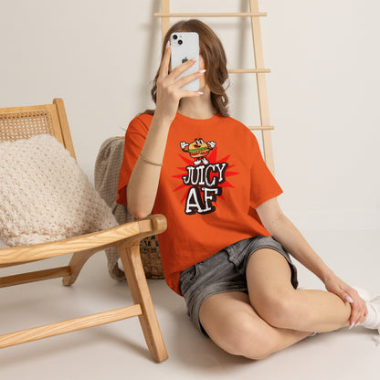 Juicy AF T-Shirt — Retro Cartoon Burger Graphic Tee
