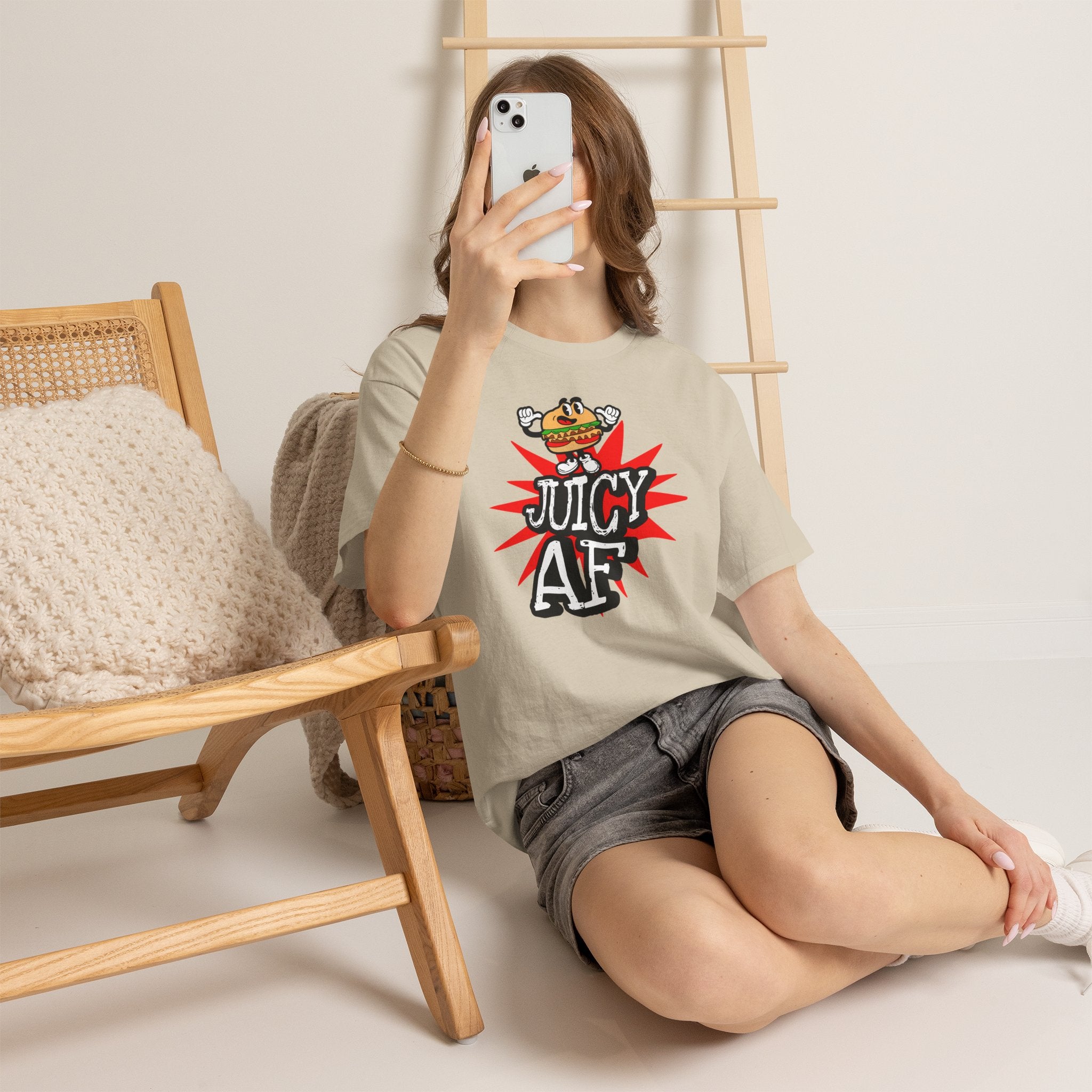 Juicy AF T-Shirt — Retro Cartoon Burger Graphic Tee