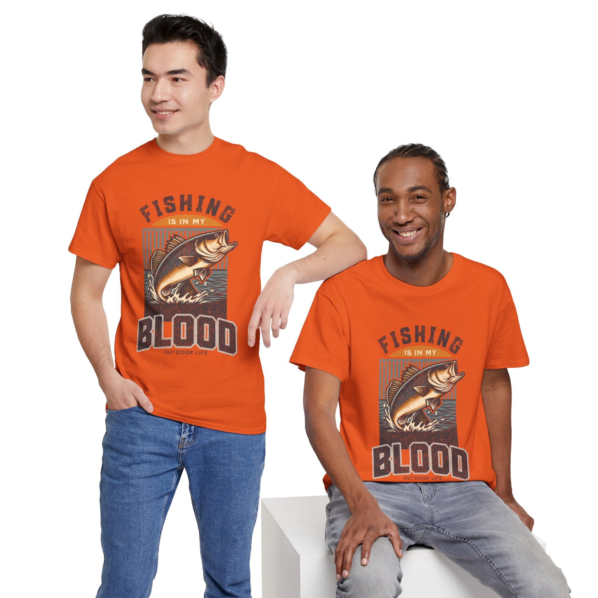 Fishing Is My Blood T-Shirt — Retro Bass Graphic Tee for Anglers
